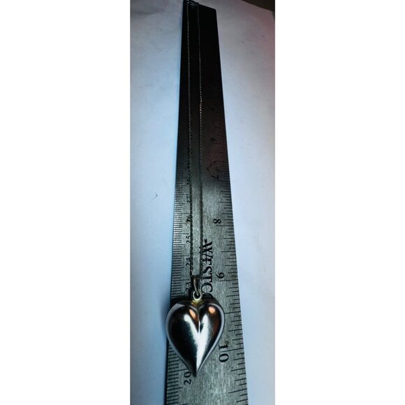 Estate 925 Sterling Silver Puffy Heart Pendant Necklace – Vintage Solid Charm - Picture 3 of 7